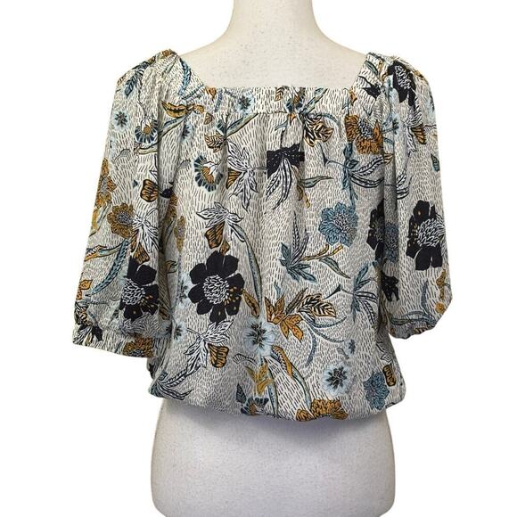 Evereve Adina blue/white floral top, prairie, cottagecore, country, festival - Picture 3 of 5